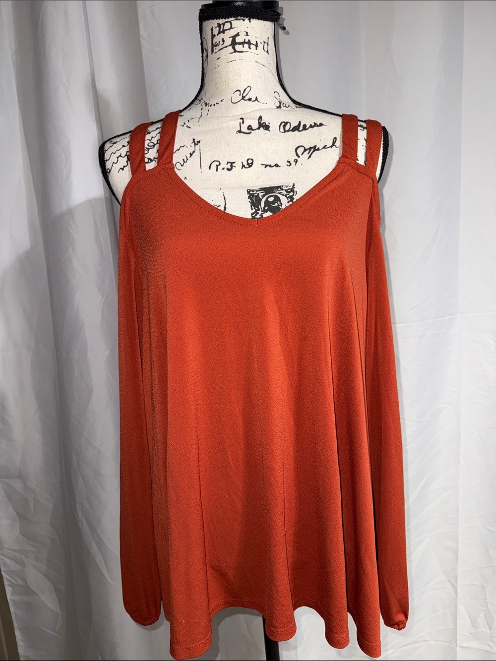 Torrid Rust Cold-Shoulder V-Neck Top